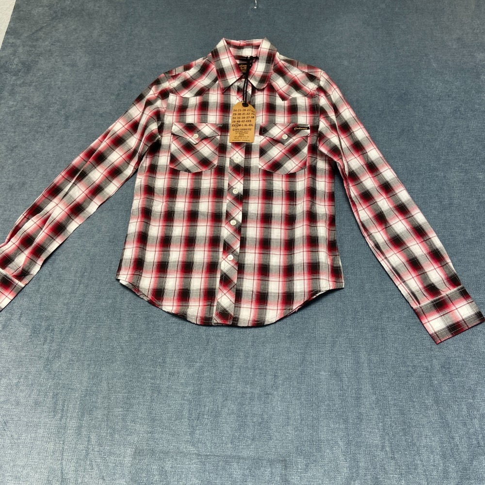 Civilianaire Wash And Wear Western Shirt Mens Small Multicolor Plaid Button Up